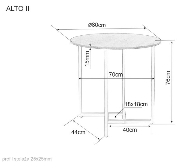 Okrągły stół jadalniany z blatem w dekorze dąb ALTO II 80x80