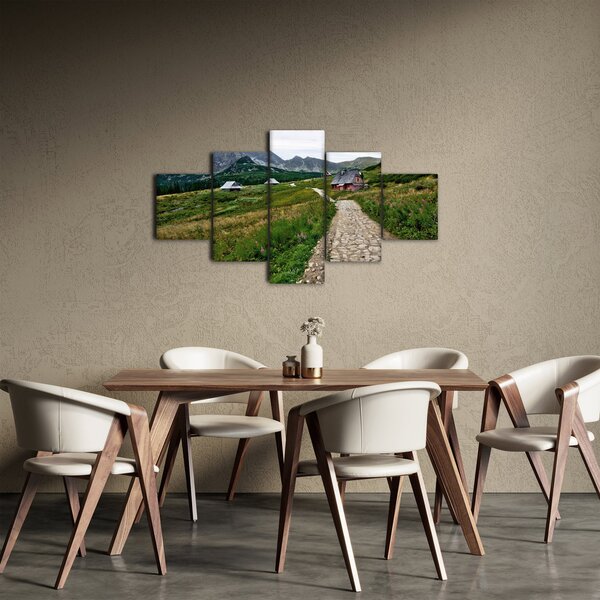 Obraz - Krajobraz górski z domami (125x70 cm)
