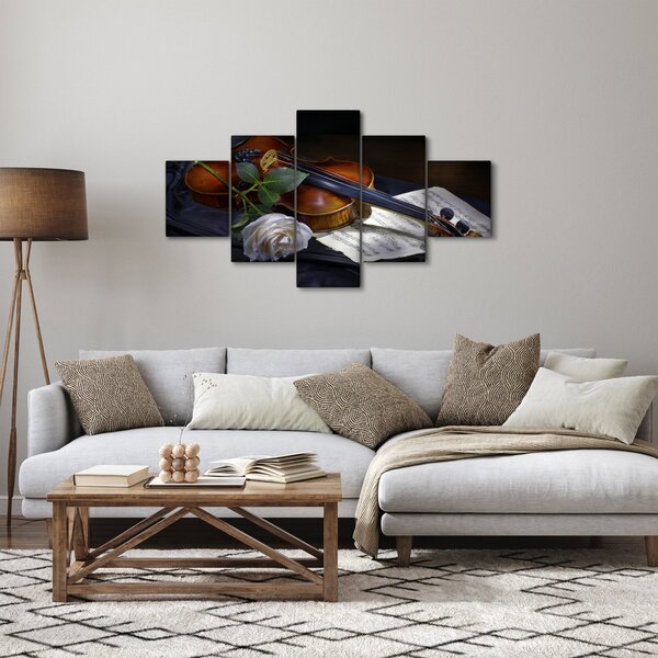 Obraz - Róże i skrzypce (125x70 cm)
