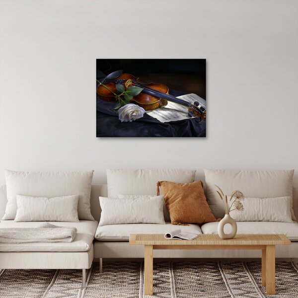 Obraz - Róże i skrzypce (70x50 cm)