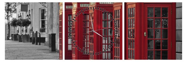 Obraz - Budki telefoniczne w Londynie (z zegarem) (90x30 cm)