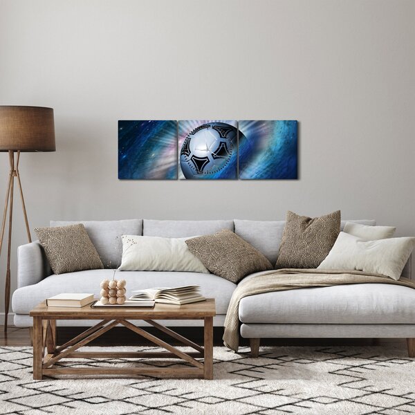 Obraz - Piłka nożna w kosmosie (z zegarem) (90x30 cm)