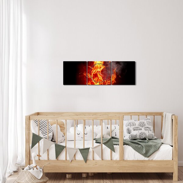 Obraz - Róże w ogniu (z zegarem) (90x30 cm)