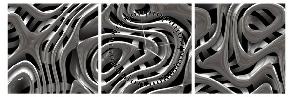 Obraz - Metaliczna abstrakcja (z zegarem) (90x30 cm)