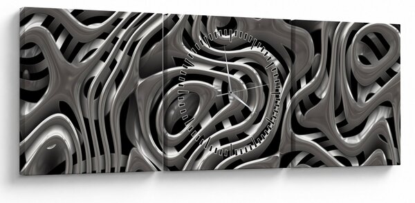 Obraz - Metaliczna abstrakcja (z zegarem) (90x30 cm)