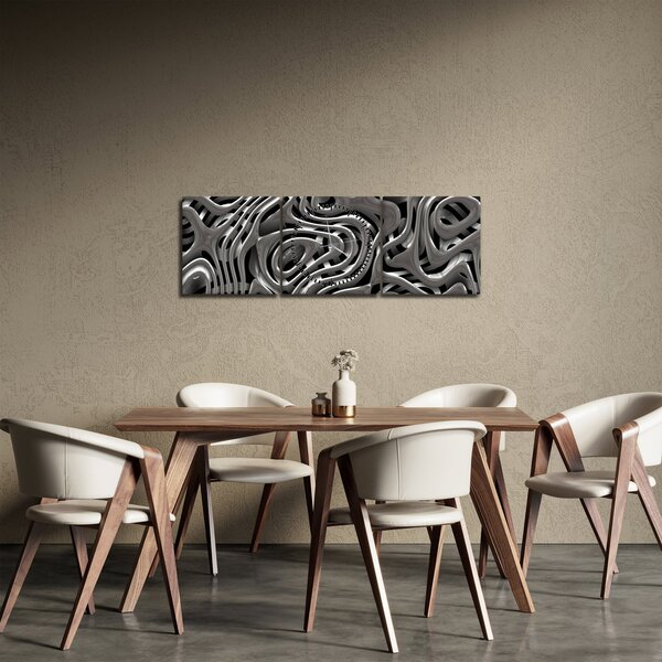 Obraz - Metaliczna abstrakcja (z zegarem) (90x30 cm)
