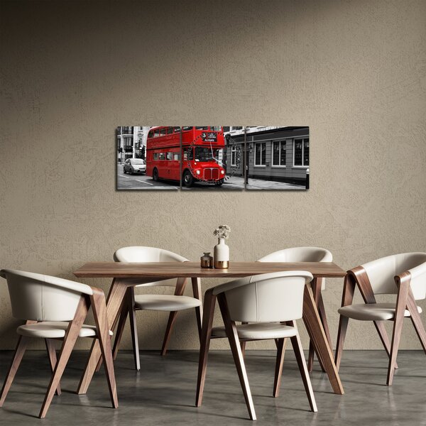 Obraz - Londyn z autobusem (z zegarem) (90x30 cm)