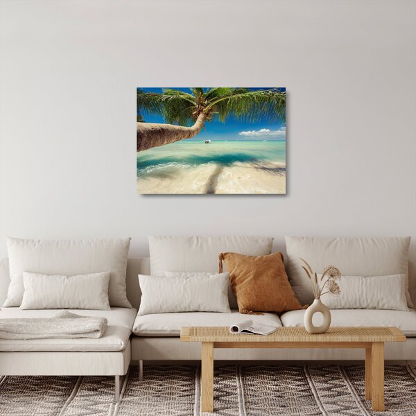 Obraz na szkle - Czyste morze z palmą (70x50 cm)