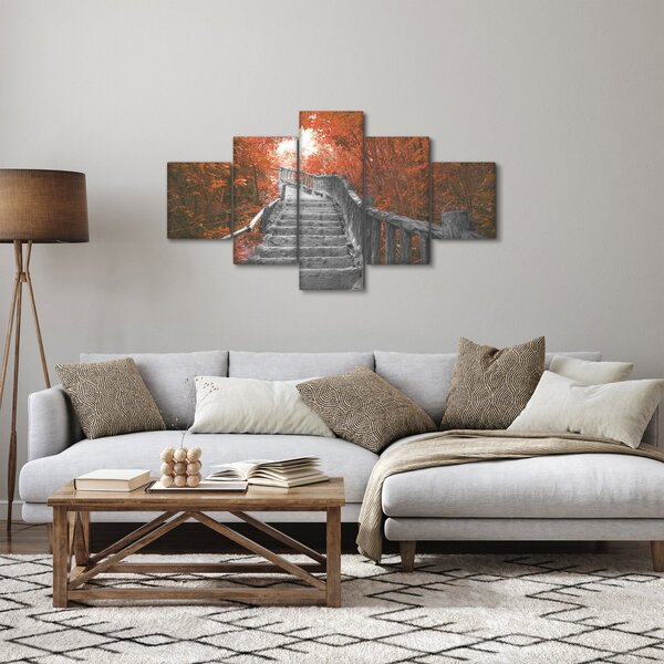 Obraz - Schody w naturze, pomarańczowy (125x70 cm)