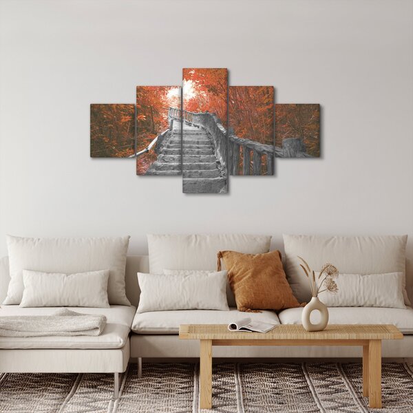 Obraz - Schody w naturze, pomarańczowy (125x70 cm)