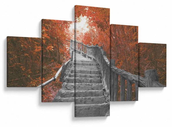 Obraz - Schody w naturze, pomarańczowy (125x70 cm)