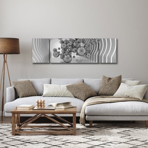 Obraz - Czarno-białe bąbelki (170x50 cm)
