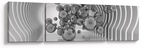 Obraz - Czarno-białe bąbelki (170x50 cm)