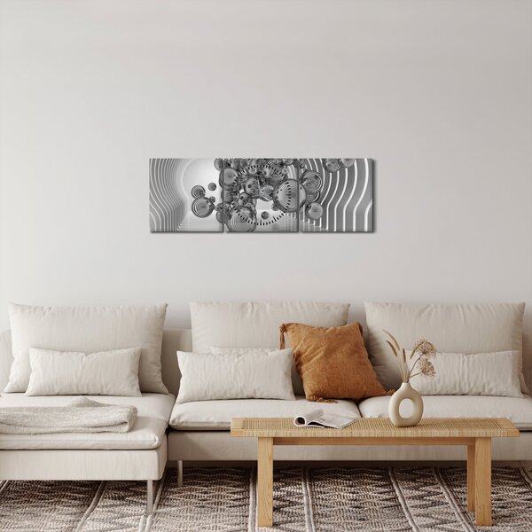 Obraz - Czarno-białe bąbelki (z zegarem) (90x30 cm)