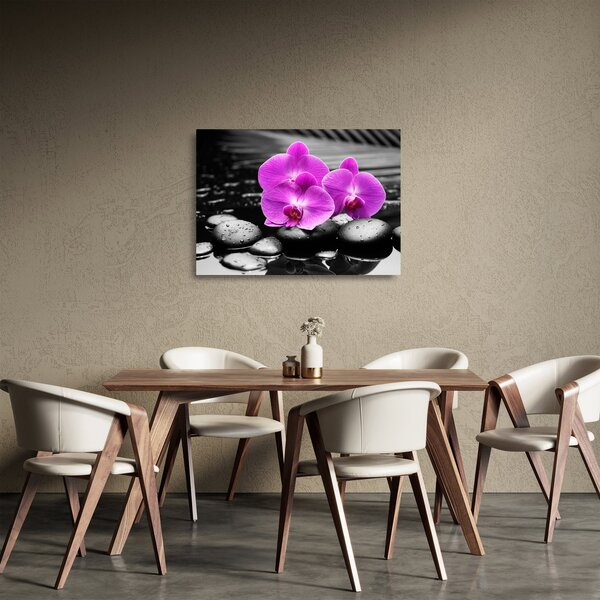 Obraz na szkle - Fioletowe orchidee (70x50 cm)