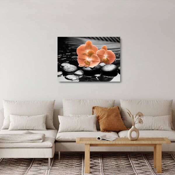 Obraz na szkle - Pomarańczowe orchidee (70x50 cm)