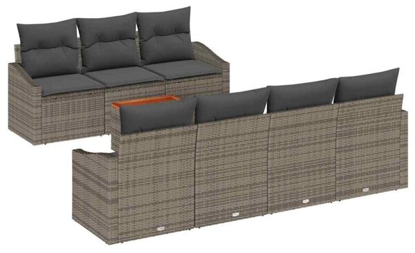 Zestaw Mebli Ogrodowych Komplet Wypoczynkowy 8-Częściowy Szary Rattan Na Taras Balkon Ogród
