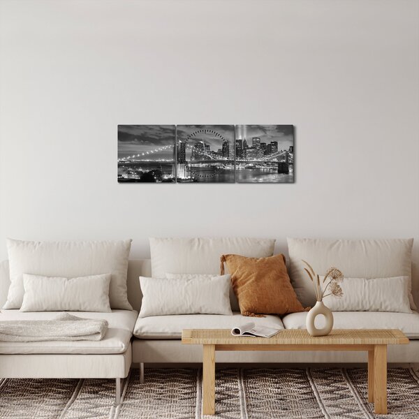 Obraz - Most Brookliński (z zegarem) (90x30 cm)