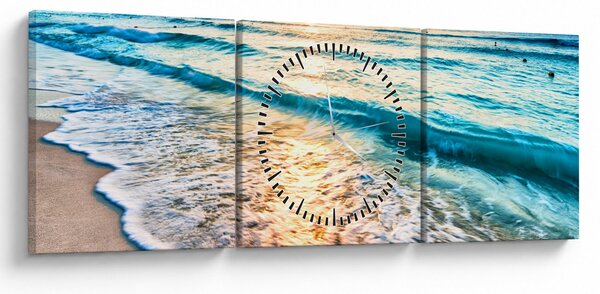 Obraz - Plaża morska (z zegarem) (90x30 cm)