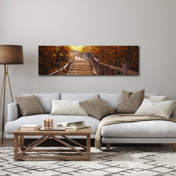 Obraz - Schody w naturze jesienią (170x50 cm)