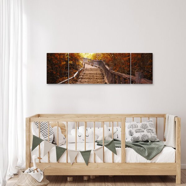 Obraz - Schody w naturze jesienią (170x50 cm)
