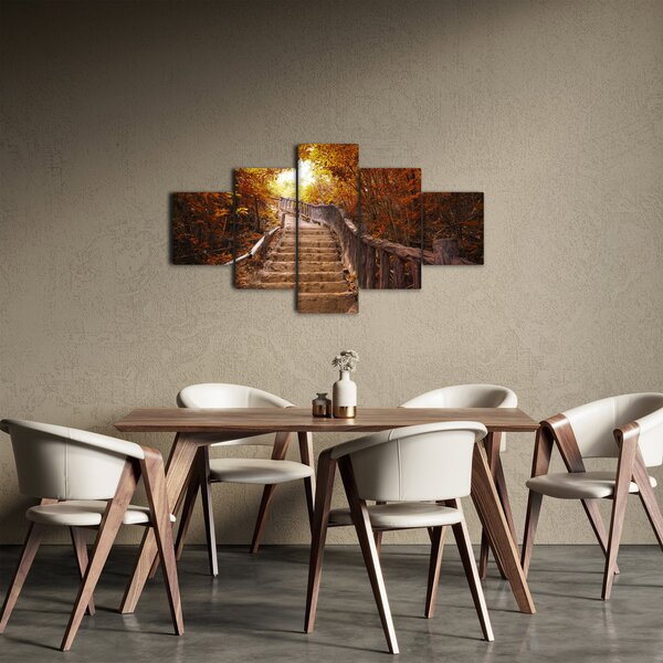 Obraz - Schody w naturze jesienią (125x70 cm)