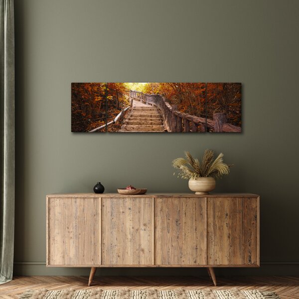 Obraz - Schody w naturze jesienią (170x50 cm)
