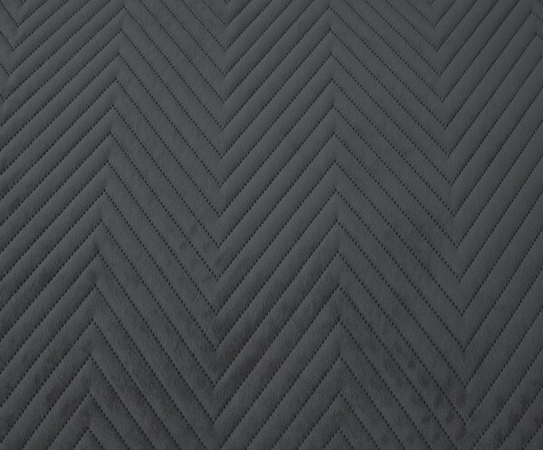 Ciemnoszary aksamitny narzuta na łóżko ARROW VELVET Rozmiar: 200 x 220 cm