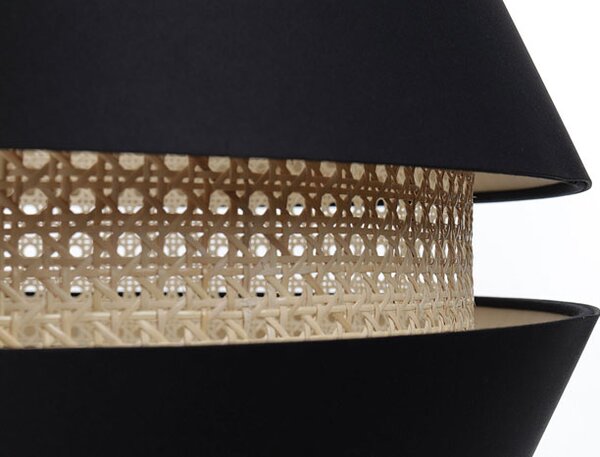 Czarna lampa wisząca boho z podwójnym abażurem - A348 G0-N28