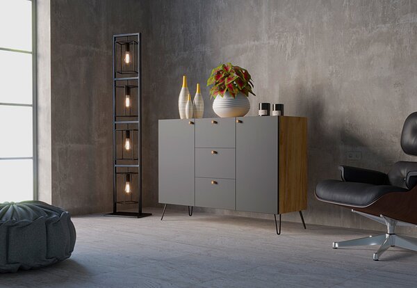 Komoda z szufladami w stylu industrialnym dąb craft + czarny P0-G57