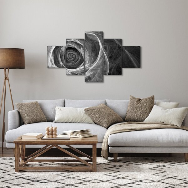 Obraz - Abstrakcyjna róża czarno-biała (125x70 cm)