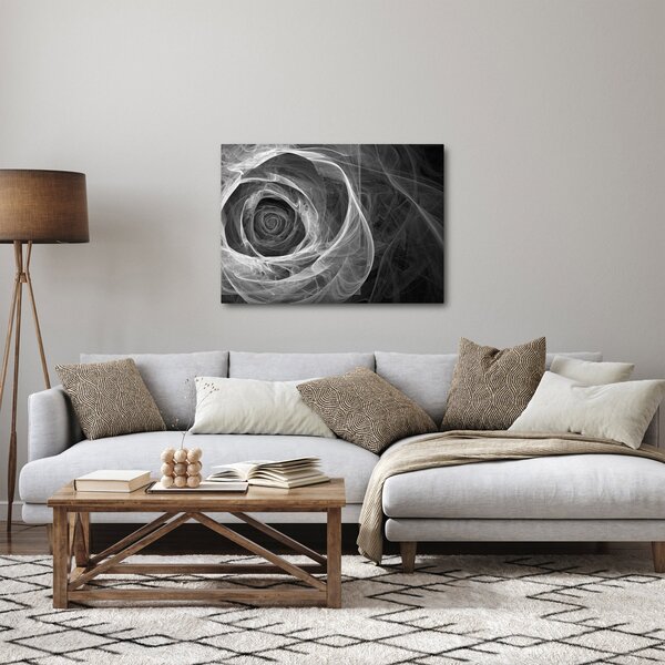 Obraz - Abstrakcyjna róża czarno-biała (70x50 cm)