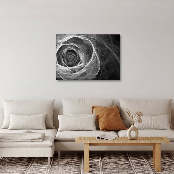 Obraz - Abstrakcyjna róża czarno-biała (70x50 cm)
