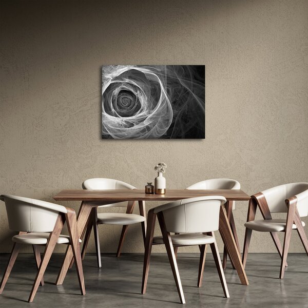 Obraz - Abstrakcyjna róża czarno-biała (70x50 cm)