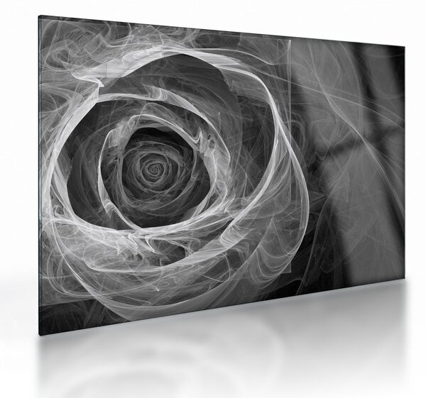 Obraz na szkle - Abstrakcyjna róża czarno-biała (70x50 cm)