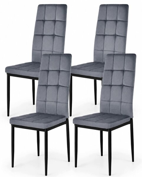 INSPIRO 4 krzesła IK-07 szare welurowe, nogi metalowe