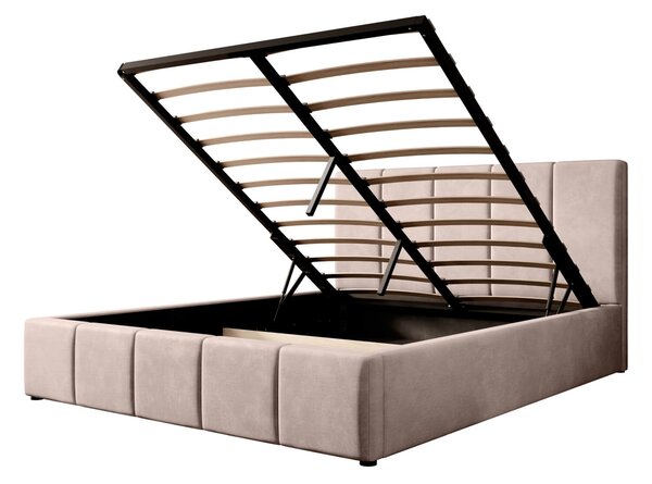 MebleMWM Łóżko tapicerowane z pojemnikiem SFG0114P | 160x200 | Welur | Beżowy