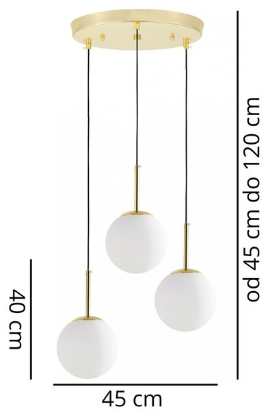 NOWOCZESNA POTRÓJNA LAMPA KLASYCZNE ZŁOTO FREDICA W3