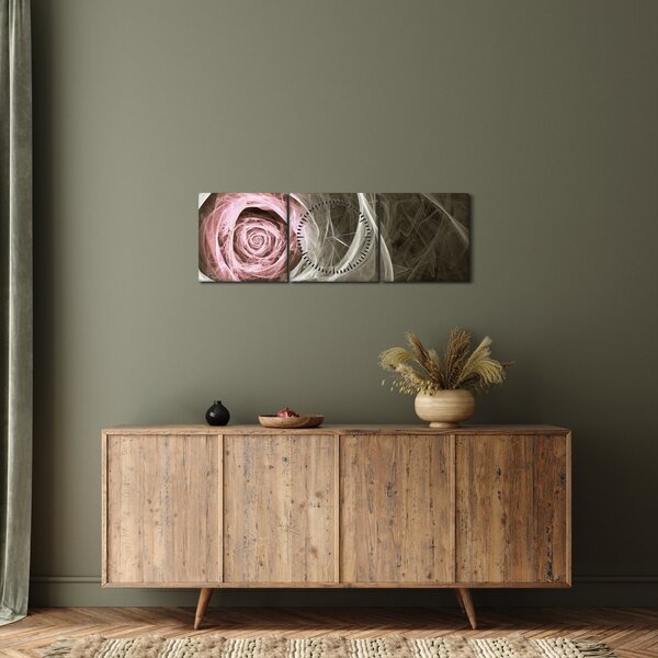 Obraz - Abstrakcyjny róż jasnoróżowy (z zegarem) (90x30 cm)