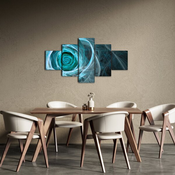 Obraz - Abstrakcyjny różowy niebieski z czarnym tłem (125x70 cm)
