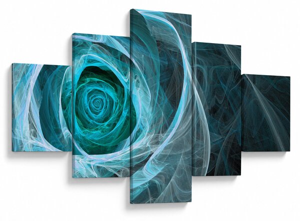 Obraz - Abstrakcyjny różowy niebieski z czarnym tłem (125x70 cm)