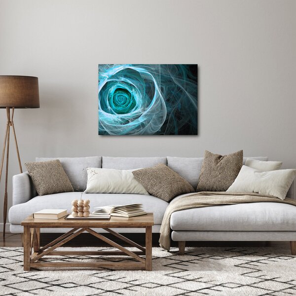 Obraz - Abstrakcyjny różowy niebieski z czarnym tłem (70x50 cm)