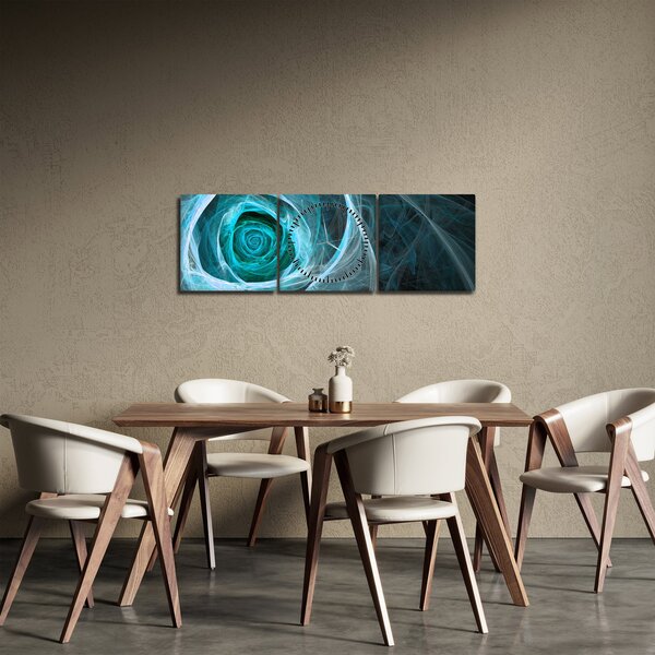 Obraz - Abstrakcyjny różowy niebieski z czarnym tłem (z zegarem) (90x30 cm)