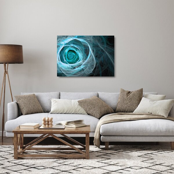 Obraz na szkle - Abstrakcyjny różowy niebieski z czarnym tłem (70x50 cm)
