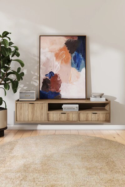 Podwieszana szafka pod TV 150 cm hikora naturalna N8-F33