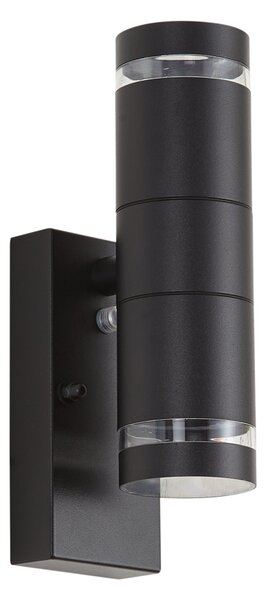 Nowoczesna lampa ścienna zewnętrzna czarna 2-punktowa IP44 z czujnikiem zmierzchu - Dubbla