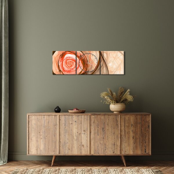 Obraz - Abstrakcyjny róż z białym tłem (z zegarem) (90x30 cm)