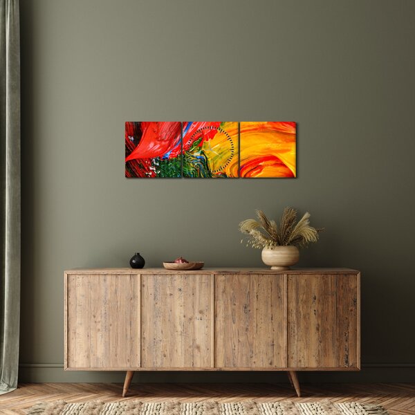 Obraz - Niebieska abstrakcja za pomocą pędzla (z zegarem) (90x30 cm)