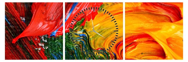 Obraz - Niebieska abstrakcja za pomocą pędzla (z zegarem) (90x30 cm)