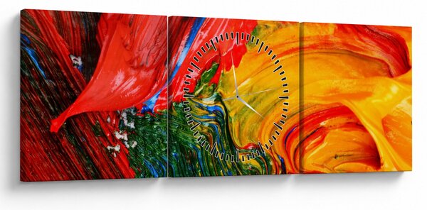 Obraz - Niebieska abstrakcja za pomocą pędzla (z zegarem) (90x30 cm)